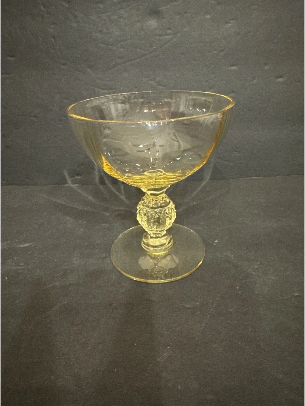 Cambridge Aurora Mandarin Gold Yellow Champagne Sherbet Glass 4.5” H X 4”